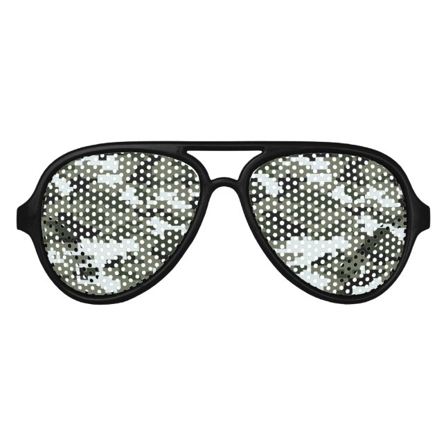 Lunettes De Fête Aviateur Camouflage urbain numérique à 8 bits / Camo (Devant)