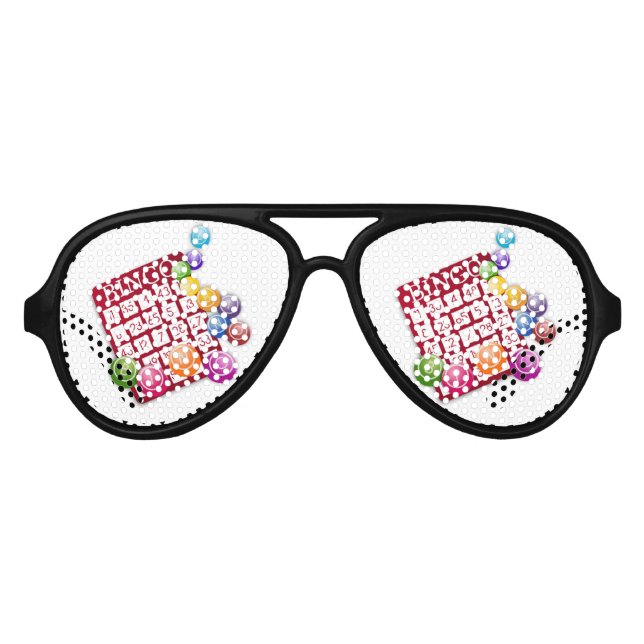 Lunettes De Fête Aviateur Carte BINGO avec boules BINGO (Devant)