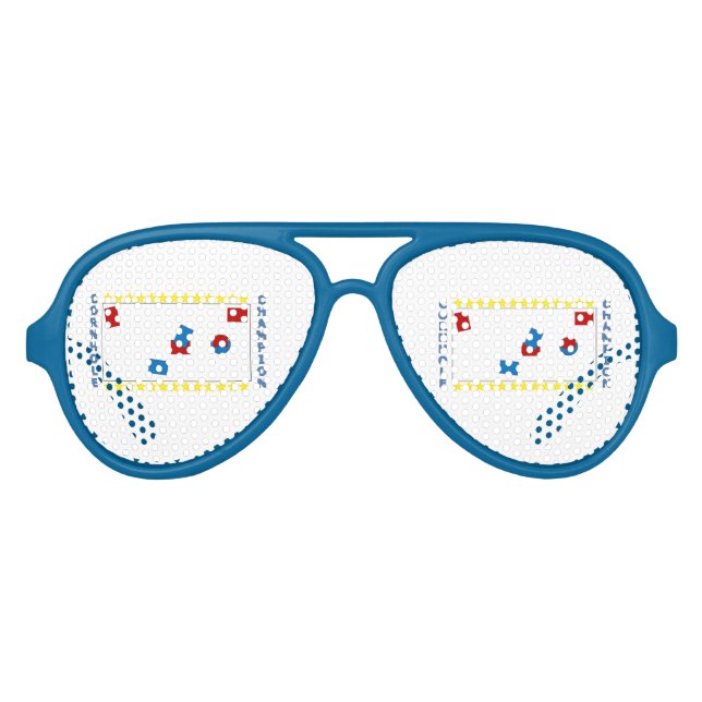 Lunettes De Fête Aviateur Champion de Cornhole (Devant)