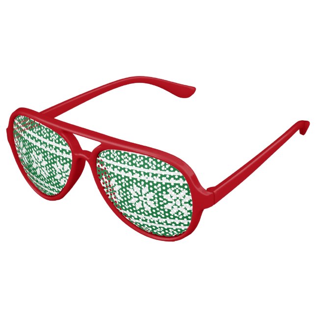 Lunettes De Fête Aviateur Chandail de Noël moche rouge et vert drôle 