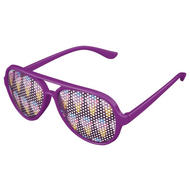 Lunettes De Fête Aviateur Chien à crème glacée de néon (Angle)