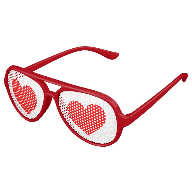 Lunettes De Fête Aviateur Cœurs Rouges Vilains Drôles (Angle)