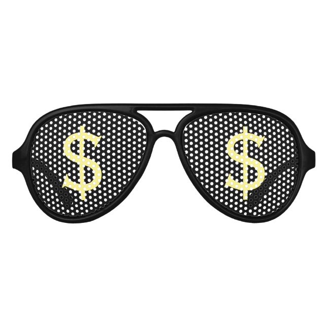 Lunettes De Fête Aviateur Dollars Jaunes Fou Épingle (Devant)