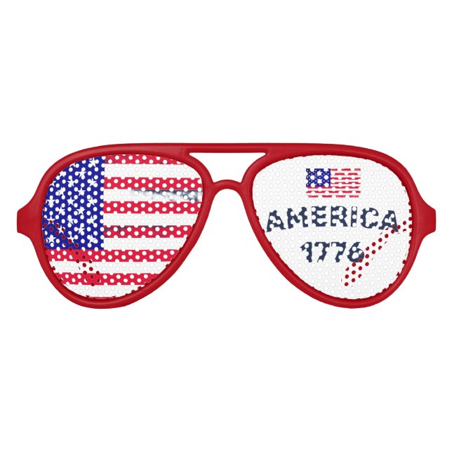 Lunettes De Fête Aviateur Drapeau Amérique 1776 s2 (Devant)