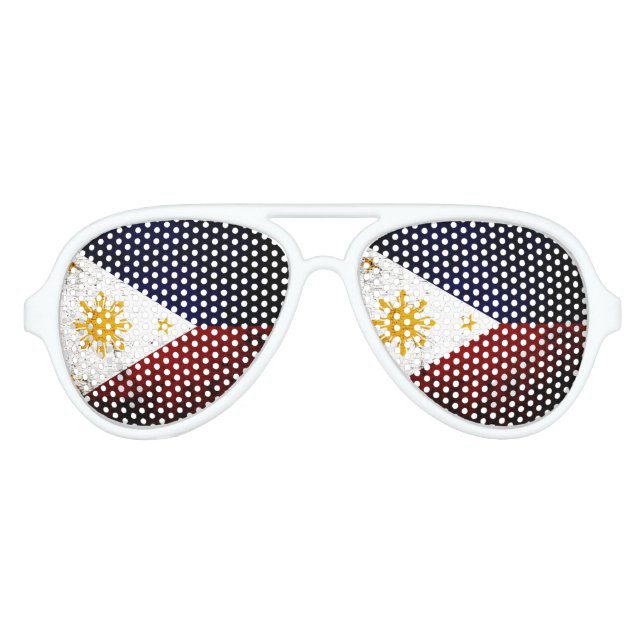 Lunettes De Fête Aviateur Drapeau des Philippines noires (Devant)