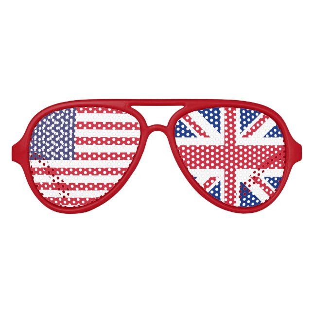 Lunettes De Fête Aviateur Drapeau Duo Du Royaume-Uni Et Des États-Unis (Devant)