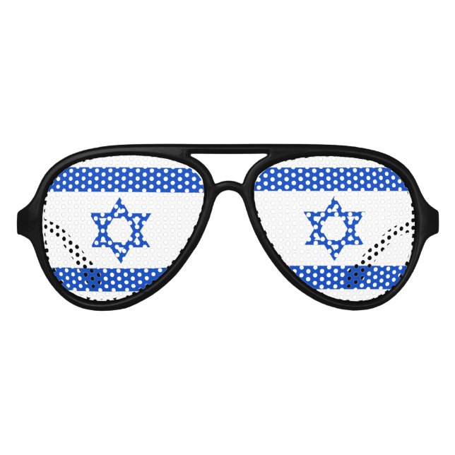 Lunettes De Fête Aviateur Drapeau Israël étoile bleue de David (Devant)