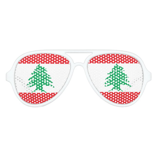 Lunettes De Fête Aviateur Drapeau libanais, Drapeau libanais amusant (Devant)