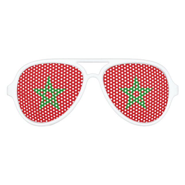 Lunettes De Fête Aviateur Drapeau Maroc (Devant)