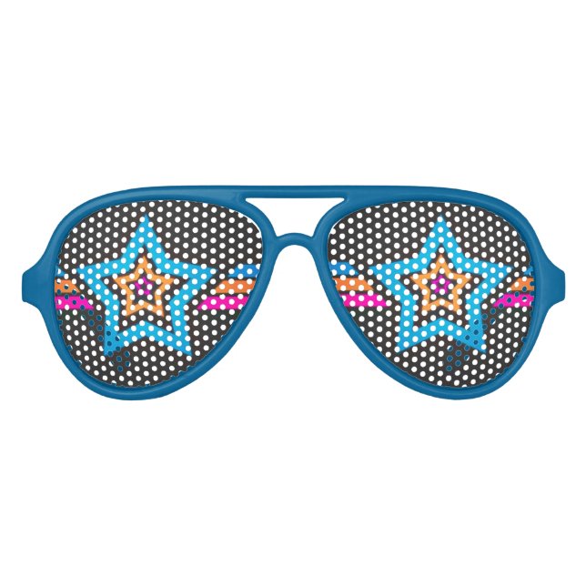 Lunettes De Fête Aviateur Étoiles bleues funky cool (Devant)