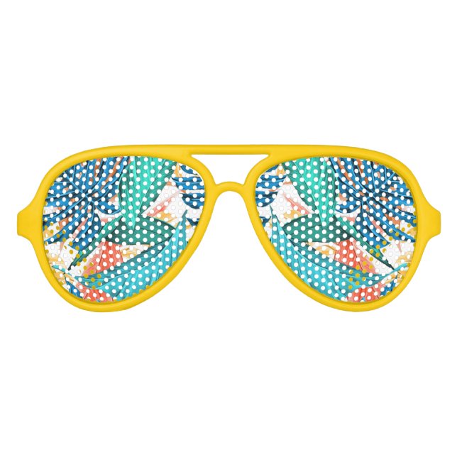 Lunettes De Fête Aviateur Feuilles tropicaux exotiques (Devant)