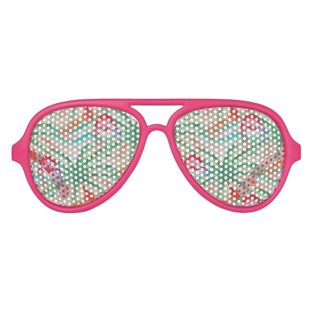 Lunettes De Fête Aviateur Flamant rose Palm Tree Burlap Look (Devant)