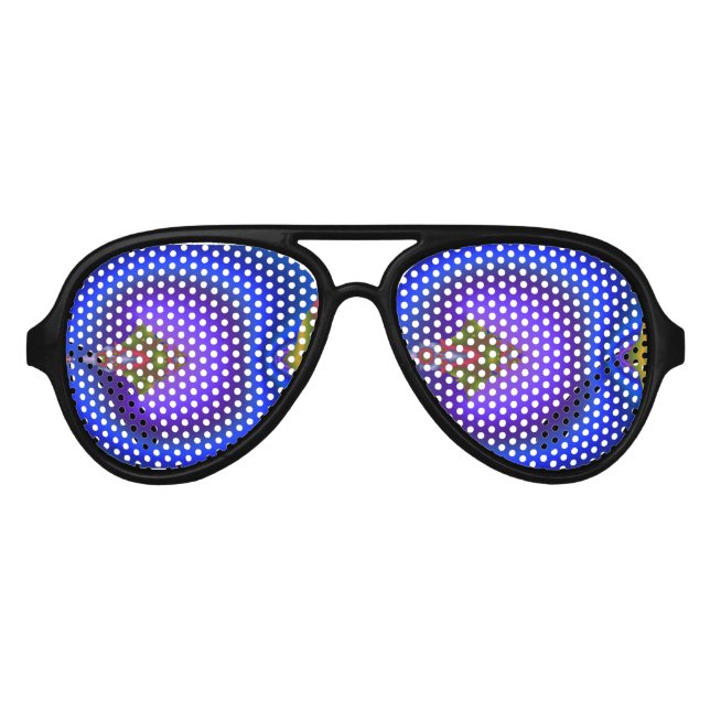 Lunettes De Fête Aviateur Fractale diamant fluide bleu profond (Devant)