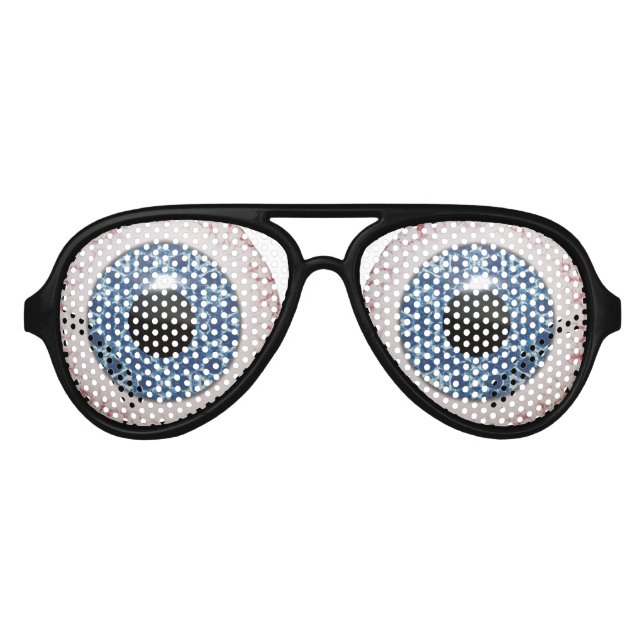 Lunettes De Fête Aviateur Fun Déplaisant Blue Eyeball design (Devant)