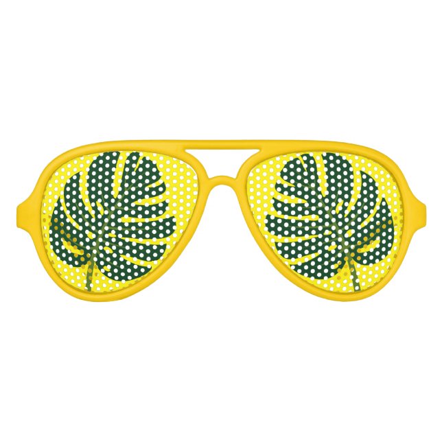 Lunettes De Fête Aviateur Fun tropical Monstera feuille de palmier cool fête (Devant)