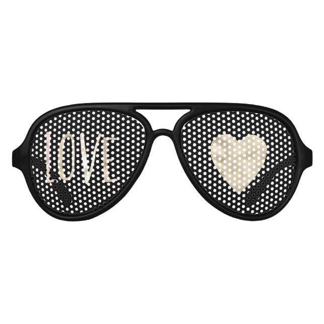 Lunettes De Fête Aviateur Gold Pink Love Heart Citation Inspirationnelle (Devant)