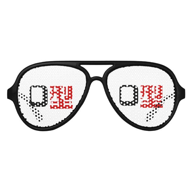 Lunettes De Fête Aviateur Groupe sanguin O Kanji Japonais (Devant)