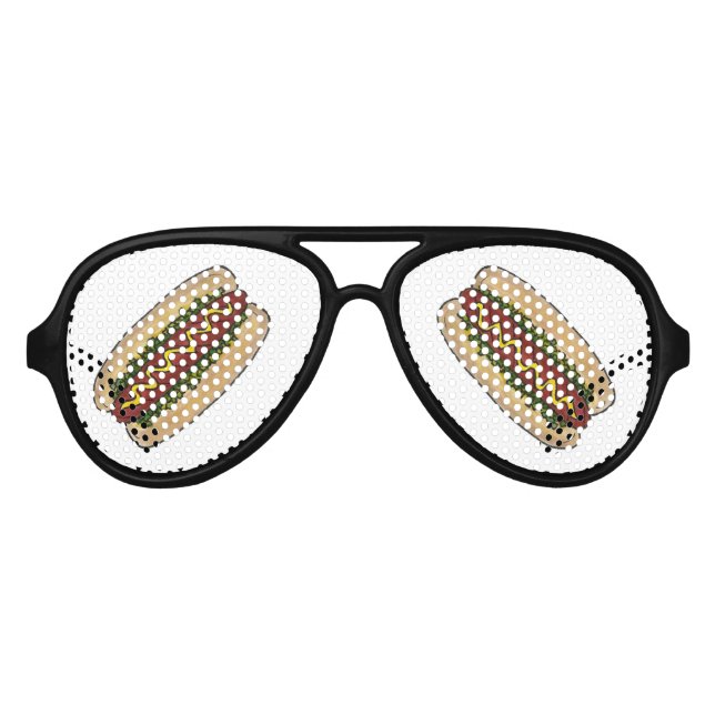 Lunettes De Fête Aviateur Hot Dog Mustard Relish Frankfurter Restauration ra (Devant)