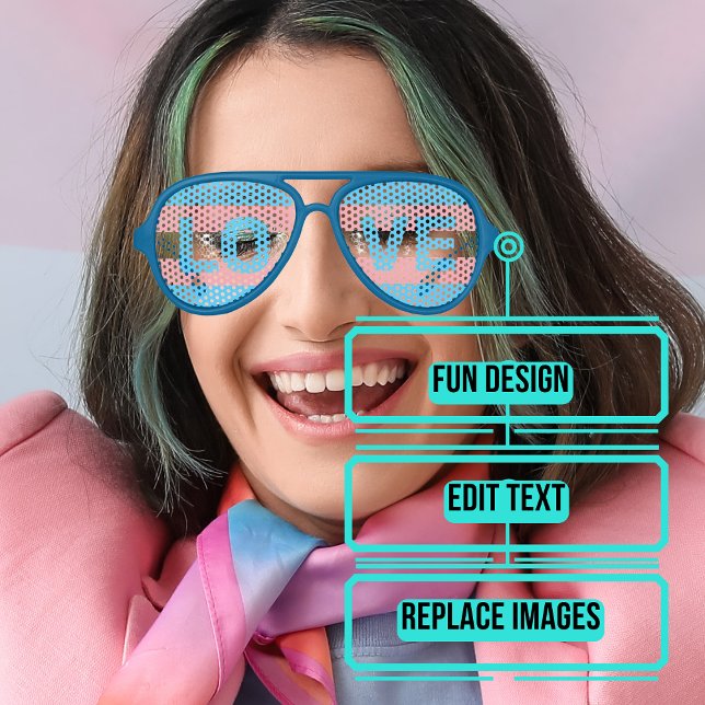 Lunettes De Fête Aviateur La fierté transgenre célèbre l'amour (Please enjoy our design and see the others in the collection.)