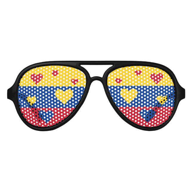 Lunettes De Fête Aviateur Le drapeau de la Colombie, patriotique (Devant)