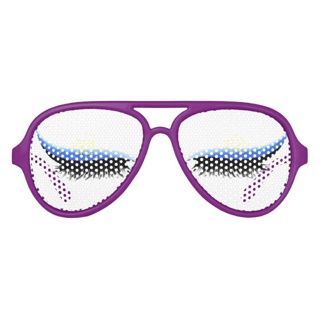 Lunettes De Fête Aviateur Lifelike Closed Eyes Eyelashes Blue Eye Shadow (Devant)