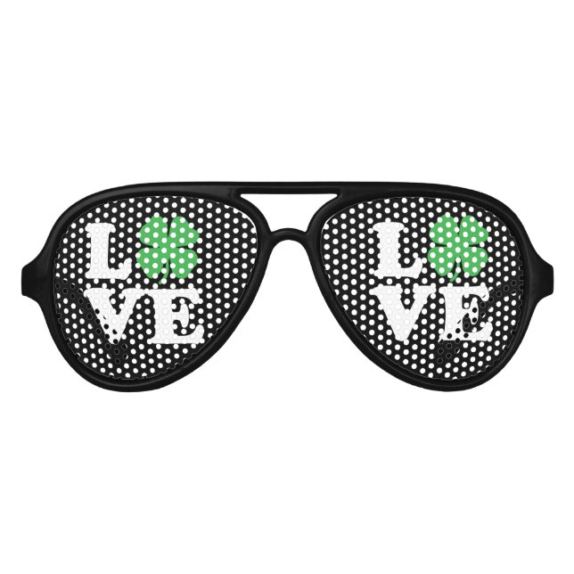 Lunettes De Fête Aviateur Love Clover Black (Devant)