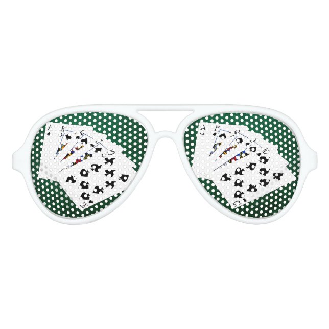 Lunettes De Fête Aviateur Mains de poker - Brosse royale - Costume de pique (Devant)