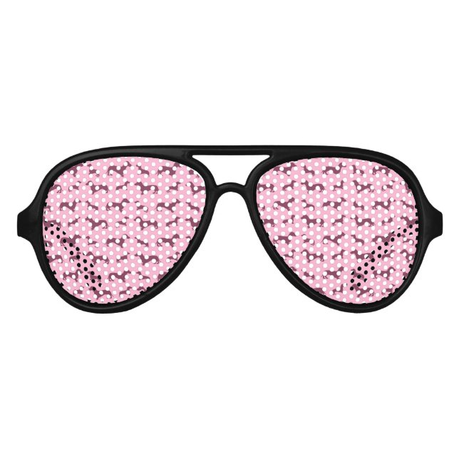 Lunettes De Fête Aviateur Motif dachshund rose pâle (Devant)