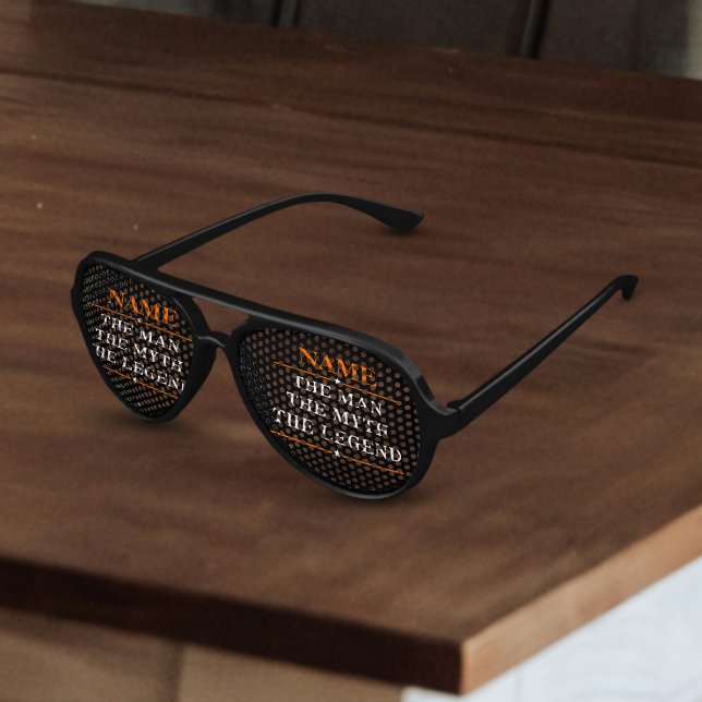 Lunettes De Fête Aviateur Nom Personnalisé L'Homme Le Mythe La Légende (Créateur téléchargé)