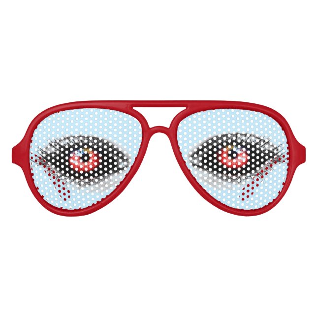 Lunettes De Fête Aviateur "Oeil rouge" (Devant)