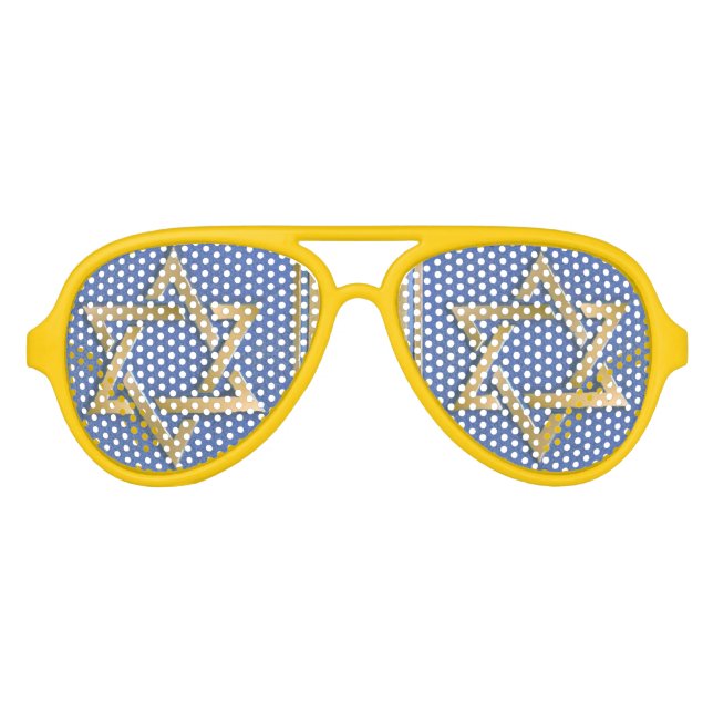 Lunettes De Fête Aviateur Panneaux d'art étoile de David bleu or (Devant)