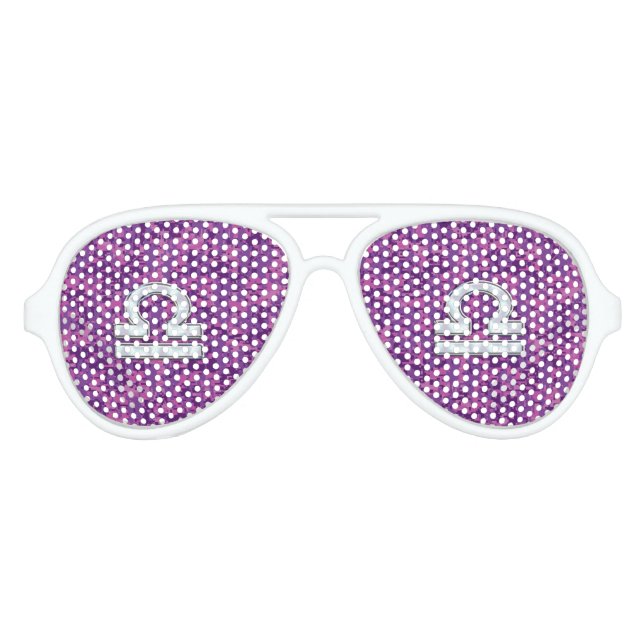 Lunettes De Fête Aviateur Pearl Libra Zodiac Sign on Fuchsia Camo numérique (Devant)