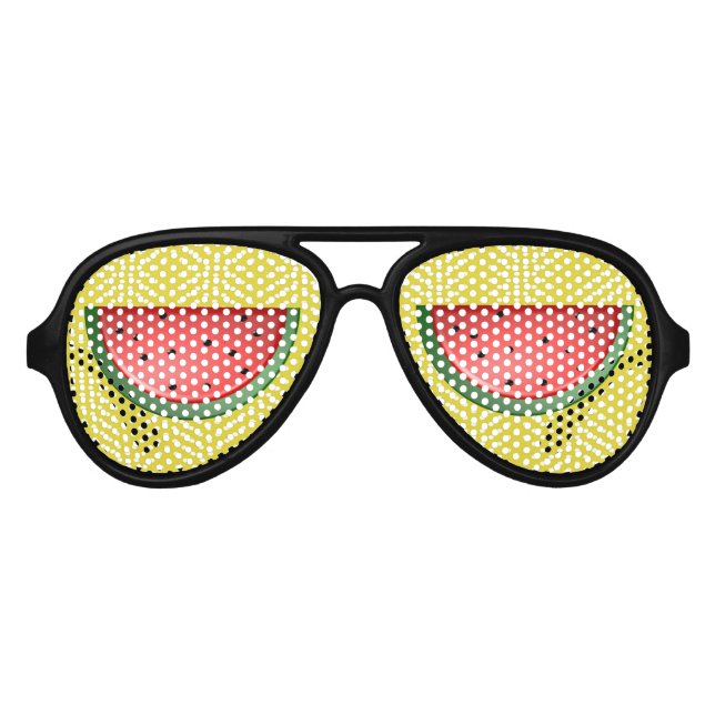 Lunettes De Fête Aviateur Points Watermelon et Polks (Devant)