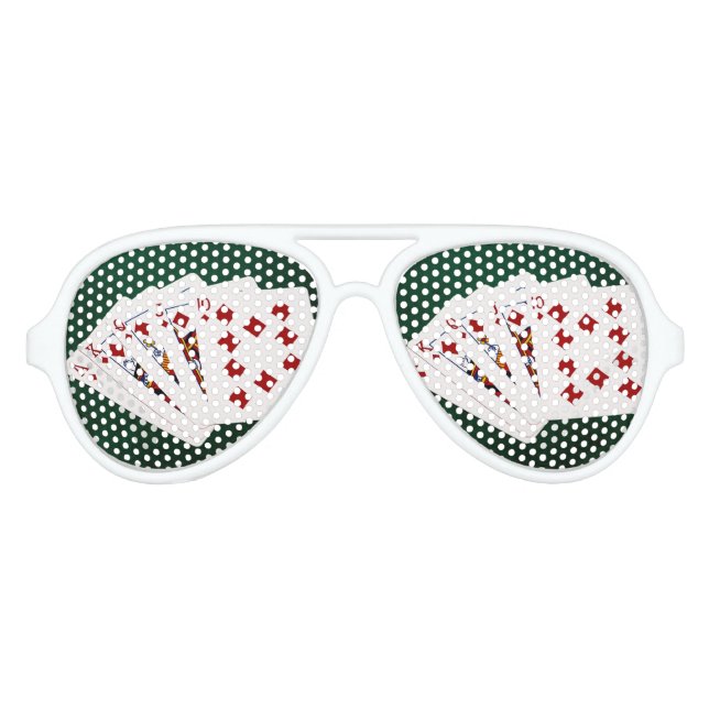 Lunettes De Fête Aviateur Poker Hands - Brosse Royale - Costume Diamants (Devant)