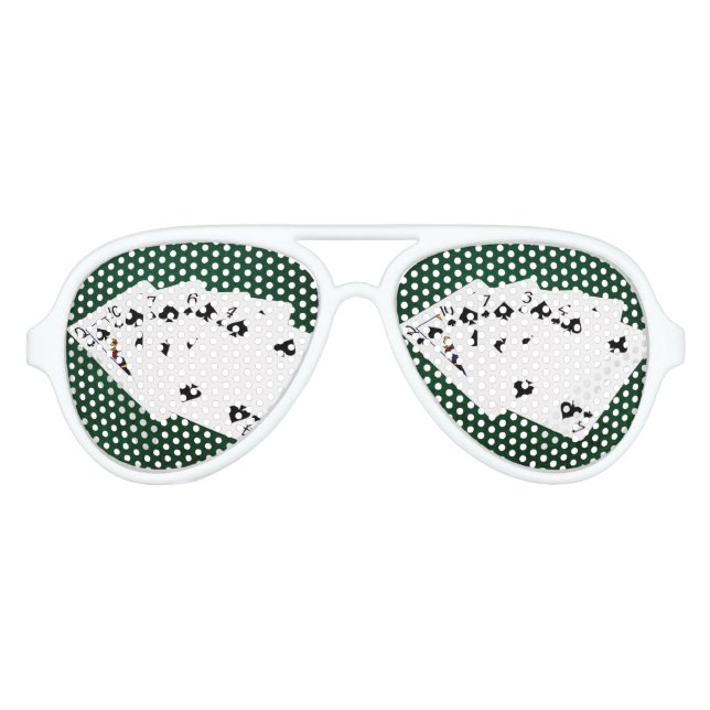 Lunettes De Fête Aviateur Poker Hands - Flush - Spades Suit (Devant)