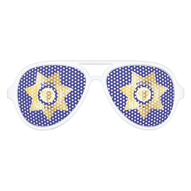 Lunettes De Fête Aviateur Sheriff Gold Badge Fun Law Police Party (Devant)