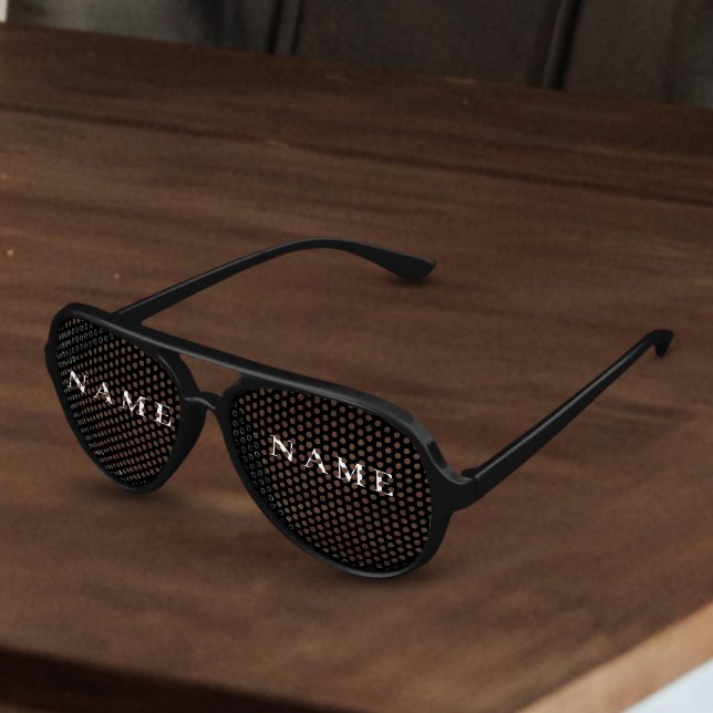 Lunettes De Fête Aviateur Simple Black Custom Ajouter Votre Nom Élégant (Créateur téléchargé)