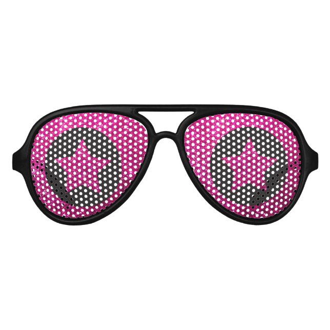 Lunettes De Fête Aviateur Superstar Rockstar Cool rose Star Black Party (Devant)