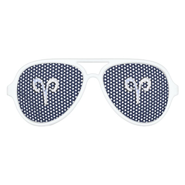 Lunettes De Fête Aviateur Symbole Zodiac Aries Marine bleu en fibre de carbo (Devant)