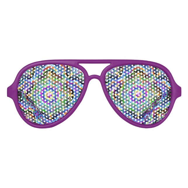 Lunettes De Fête Aviateur Univers Mandala Couleurs Psychédéliques (Devant)