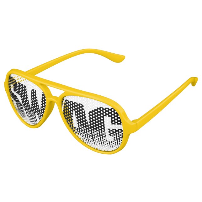 Lunettes De Fête Aviateur Vêtements de la fête du swag noir et blanc (Angle)