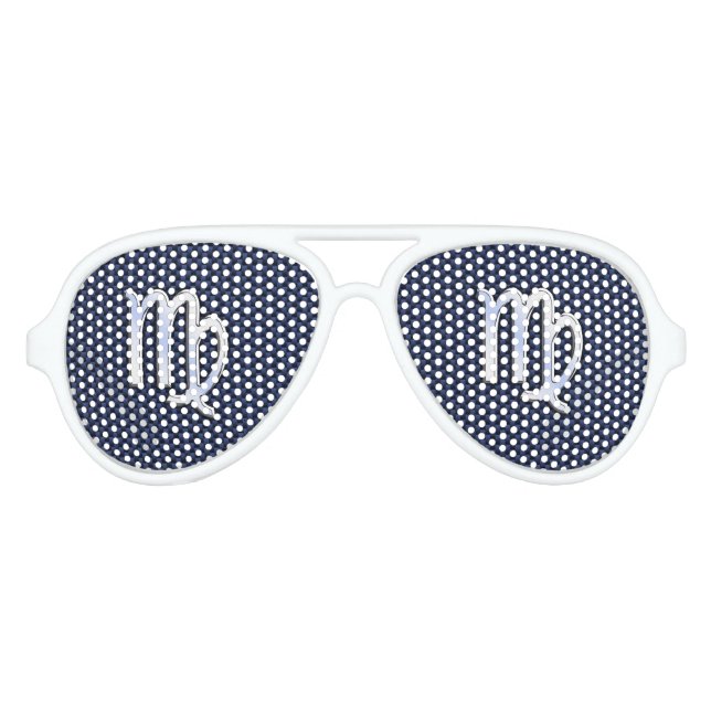 Lunettes De Fête Aviateur Virgo Zodiac Sign on Navy Blue Carbon Fiber Print (Devant)