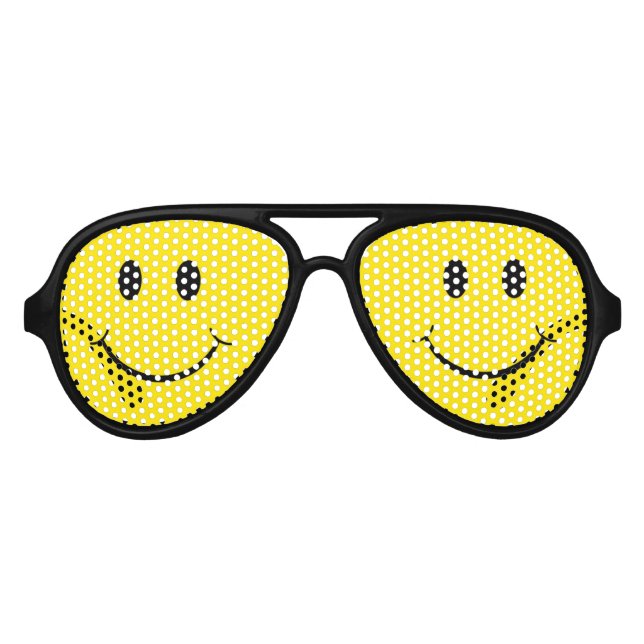 Lunettes De Fête Aviateur Visage Jaune Jaune Classique des années 70 (Devant)