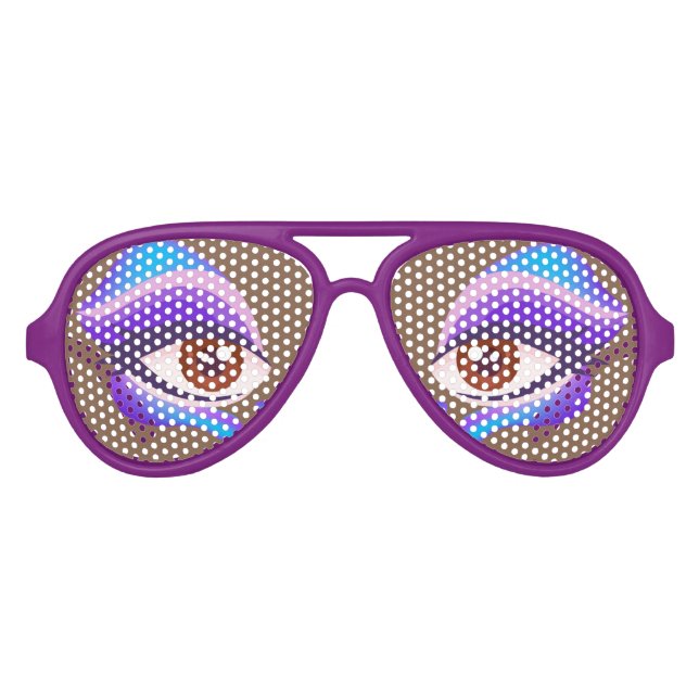 Lunettes De Fête Aviateur Yeux Humains Avec Ombre Bleue Violet (Devant)
