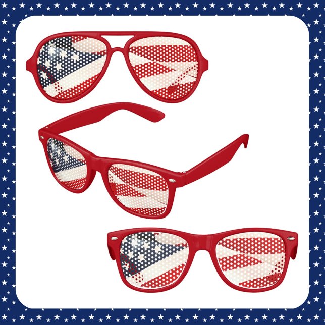 Lunettes De Fête Enfant Étoiles et bandes rouges blanches et bleues (Créateur téléchargé)