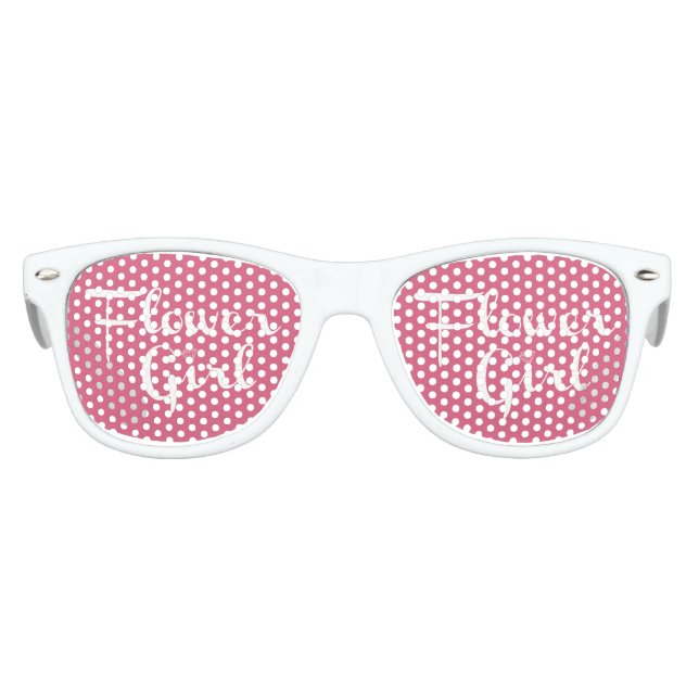 Lunettes De Fête Enfant Fleur Retro Script blanc sur rose (Devant)