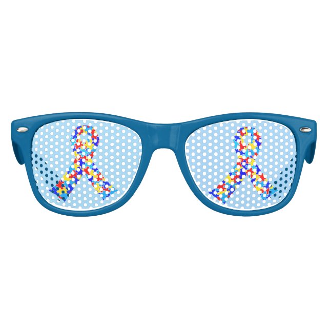 Lunettes De Fête Enfant Sensibilisation sur l'autisme Ruban Cute Bleu (Devant)