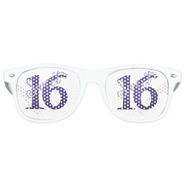 Lunettes De Fête Retro 16 ans | Aquarelle violette Grunge et Parties scin (Devant)