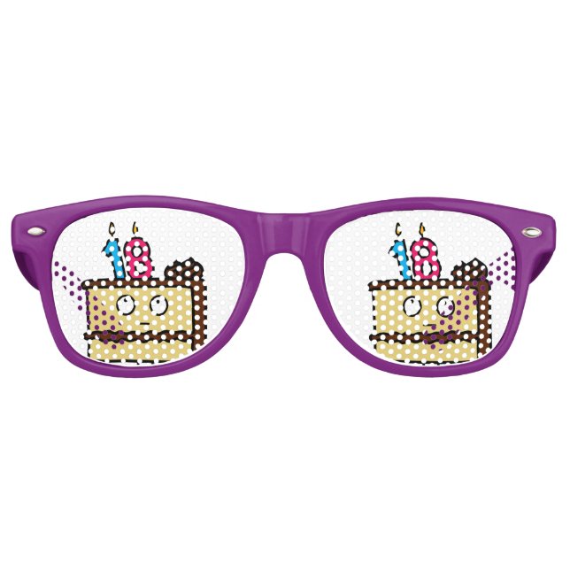 Lunettes De Fête Retro 18e anniversaire gâteau aux bougies (Devant)