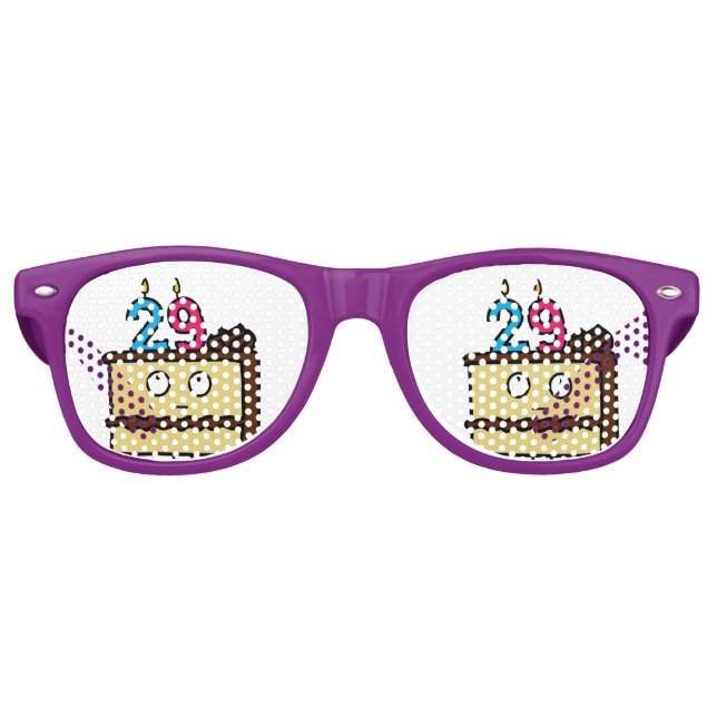 Lunettes De Fête Retro 29ème Gâteau d'anniversaire avec des bougies (Devant)